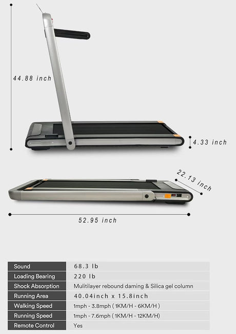 Modern 2 in 1 Under Desk Treadmill, 2.5HP Folding Electric Treadmill Walking Jogging Machine for Home Office with Remote Control, Black