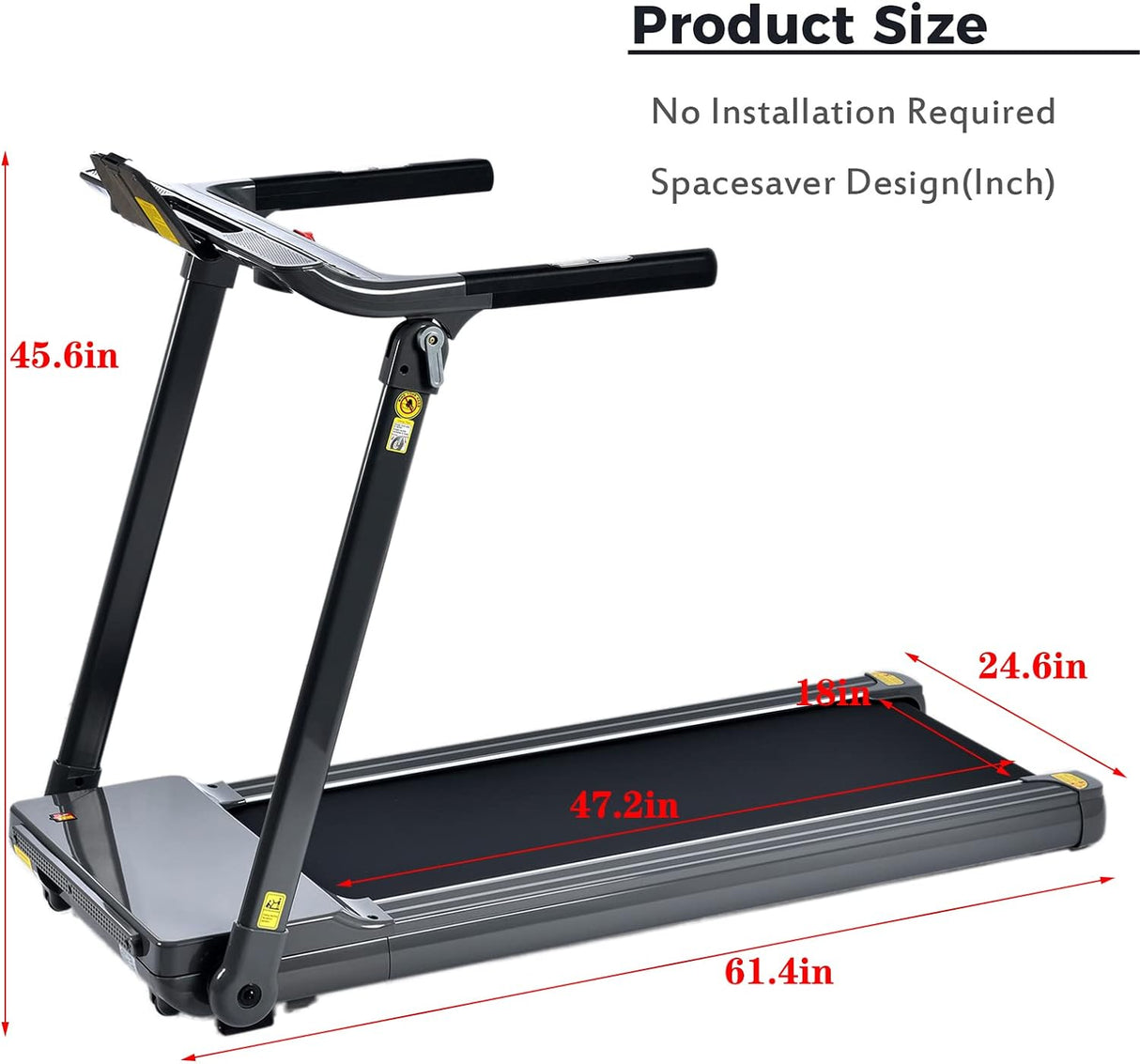 Folding Treadmill for Home Compact Electric Walking Running Machine 3.5HP Medium Runners Exercise Equipment, Built-in 12 Programs, Low Noise, Weight Capacity: 330LBS