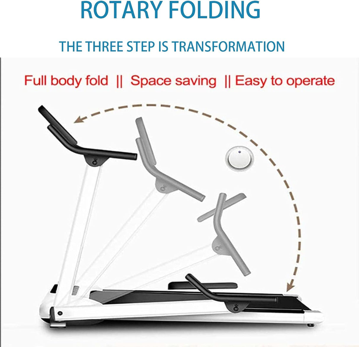 ZYQDRZ Folding Electric Treadmill, Load 200Kg, Multi-Kinetic Energy Silent Treadmill, Remote Control, Fitness Equipment, Very Suitable for Home/Office,White