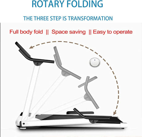 ZYQDRZ Folding Electric Treadmill, Load 200Kg, Multi-Kinetic Energy Silent Treadmill, Remote Control, Fitness Equipment, Very Suitable for Home/Office,White
