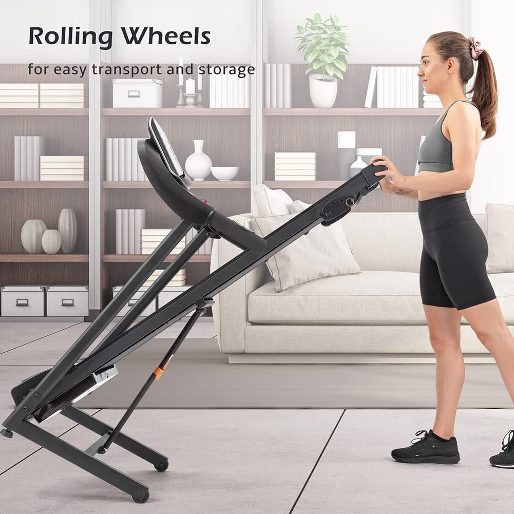 Easy Folding Electric Motorized Treadmill with Audio Speakers, Max. 10 MPH and Incline, for Home Or Office Use