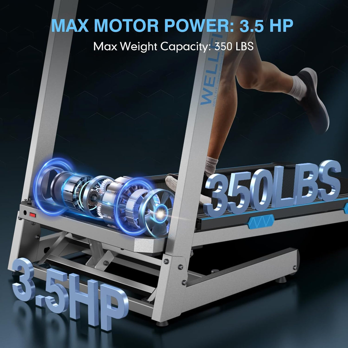 15 Incline Treadmills 350lb Weight Capacity 3.5 HP, Foldable Smart Treadmill Work with ZWIFT KINOMAP WELLFIT, 95% Assembled|Heart Rate Monitor|Music Player|Online Coaching, Upgraded Treadmill for Home