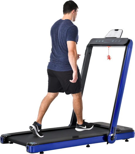 Folding Treadmill, Installation-Free Under Desk Electric Treadmill 2.5HP, with Bluetooth APP and speaker, Remote Control, Display, Walking Jogging Running Machine Fitness Equipment for Home Gym Office