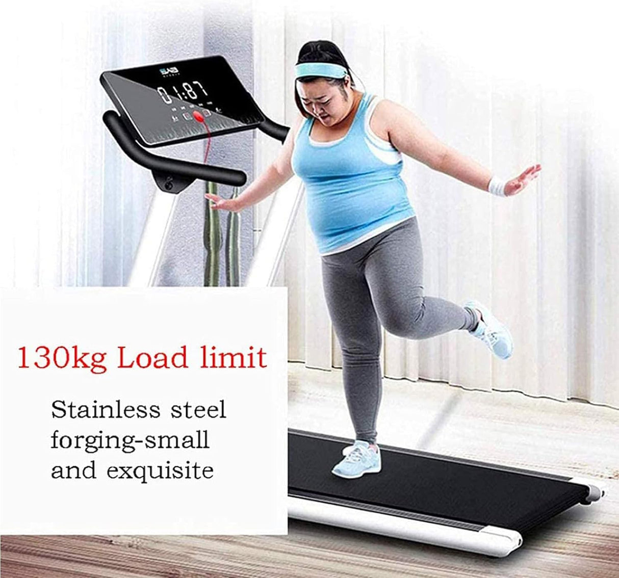 ZYQDRZ Folding Electric Treadmill, Load 200Kg, Multi-Kinetic Energy Silent Treadmill, Remote Control, Fitness Equipment, Very Suitable for Home/Office,White