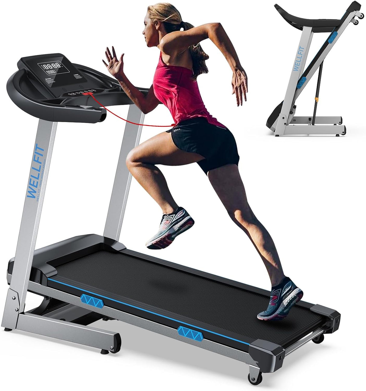 15 Incline Treadmills 350lb Weight Capacity 3.5 HP, Foldable Smart Treadmill Work with ZWIFT KINOMAP WELLFIT, 95% Assembled|Heart Rate Monitor|Music Player|Online Coaching, Upgraded Treadmill for Home