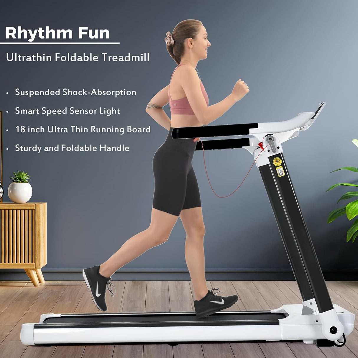 Folding Treadmill for Home Compact Electric Walking Running Machine 3.5HP Medium Runners Exercise Equipment, Built-in 12 Programs, Low Noise, Weight Capacity: 330LBS