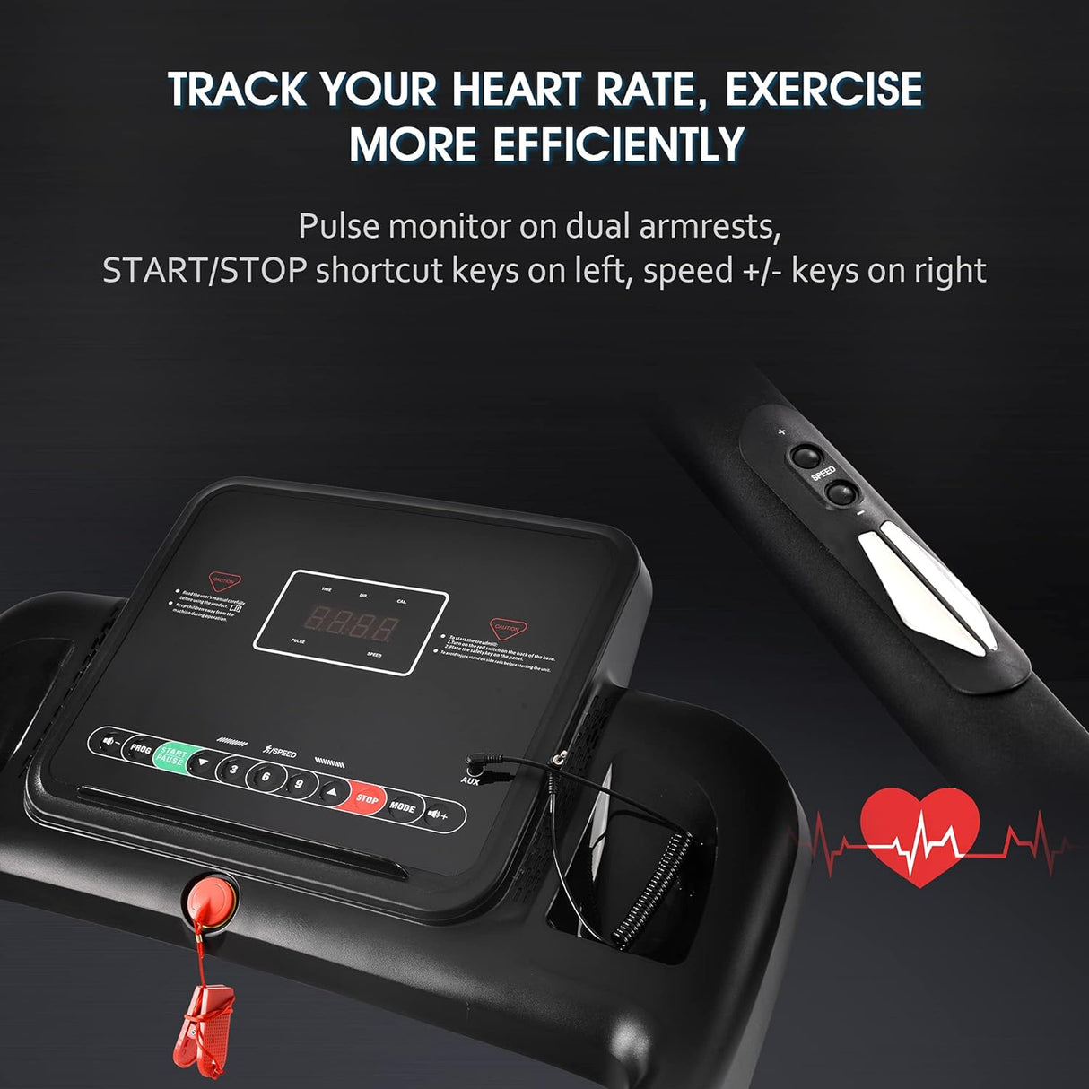 2.5HP Treadmill Electric Motorized Walking and Jogging Running Machine with Heart Pulse Monitor and Speaker, Treadmill for Home Gym with 12 Pre Set Programs,300lbs Max