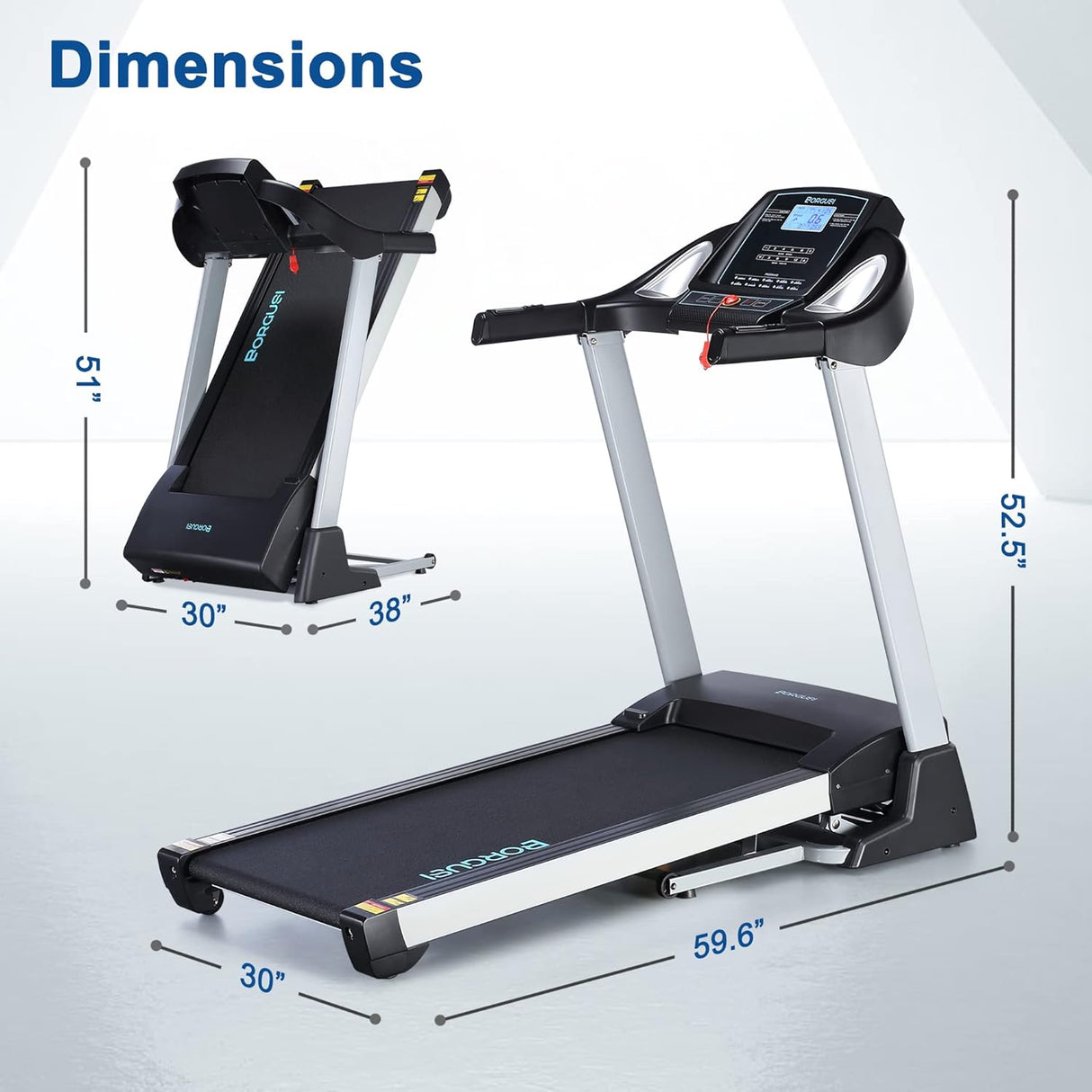 BORGUSI 15% Auto Incline Treadmill with 20" Wide Tread Belt, 350 LBS Capacity, 3.5 HP, Speeds Up to 10 MPH, Folding Treadmill with 15 Preset Programs LCD Display