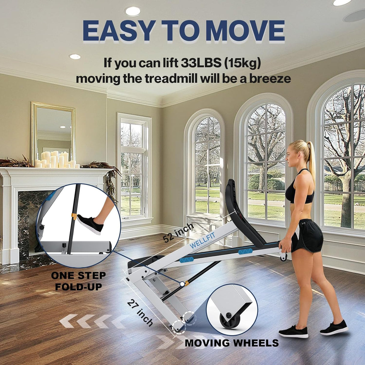 15 Incline Treadmills 350lb Weight Capacity 3.5 HP, Foldable Smart Treadmill Work with ZWIFT KINOMAP WELLFIT, 95% Assembled|Heart Rate Monitor|Music Player|Online Coaching, Upgraded Treadmill for Home