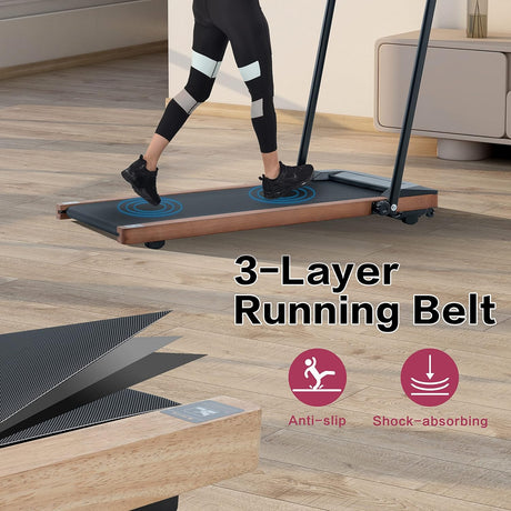 Modern HP-P12ABK Electric Treadmill, Folding Treadmill, LCD Display Screen and mat Holder; Home Office Gym Stand, 2.25HP Electric, Wood Electric Treadmill with Remote Control, Walking Machine