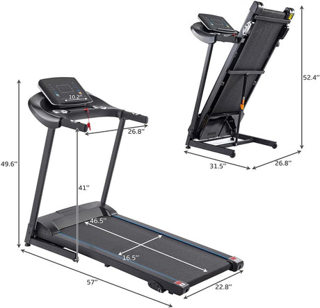 Easy Folding Electric Motorized Treadmill with Audio Speakers, Max. 10 MPH and Incline, for Home Or Office Use