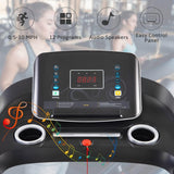 Easy Folding Electric Motorized Treadmill with Audio Speakers, Max. 10 MPH and Incline, for Home Or Office Use