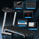 15 Incline Treadmills 350lb Weight Capacity 3.5 HP, Foldable Smart Treadmill Work with ZWIFT KINOMAP WELLFIT, 95% Assembled|Heart Rate Monitor|Music Player|Online Coaching, Upgraded Treadmill for Home