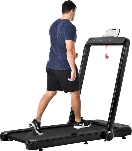 Folding Treadmill, Installation-Free Under Desk Electric Treadmill 2.5HP, with Bluetooth APP and speaker, Remote Control, Display, Walking Jogging Running Machine Fitness Equipment for Home Gym Office