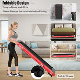 GYMAX Under Desk Folding Treadmill, 4.75HP 2 in 1 Running Walking Machine with Heart Rate Control, APP Control, LED Touch Screen and Remote, Luxury Treadmill for Home/Gym