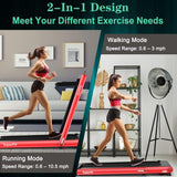 Goplus 2 in 1 Folding Treadmill, 4.75HP Superfit Under Desk Electric Treadmill with APP Control, LED Touch Screen, Blue Tooth Speaker, Remote Control, Walking Jogging for Home Office