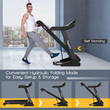 Goplus 3.75HP Folding Treadmill with Incline, Electric Superfit Treadmill w/App Control, 12 Preset & 3 Custom Programs, Blue Tooth Speaker, Heart Rate Monitor, Running Jogging Machine for Home Gym