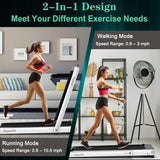 Goplus 2 in 1 Folding Treadmill, 4.75HP Superfit Under Desk Electric Treadmill with APP Control, LED Touch Screen, Blue Tooth Speaker, Remote Control, Walking Jogging for Home Office