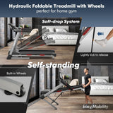 GYMAX Foldable Treadmill, 4.75HP Folding Treadmill with 15% Auto Incline, App Control, Bluetooth Speaker & Pules Sensor, Portable Self-Standing Treadmill with Incline for Home Gym
