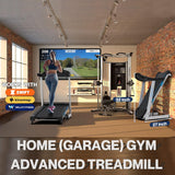 15 Incline Treadmills 350lb Weight Capacity 3.5 HP, Foldable Smart Treadmill Work with ZWIFT KINOMAP WELLFIT, 95% Assembled|Heart Rate Monitor|Music Player|Online Coaching, Upgraded Treadmill for Home